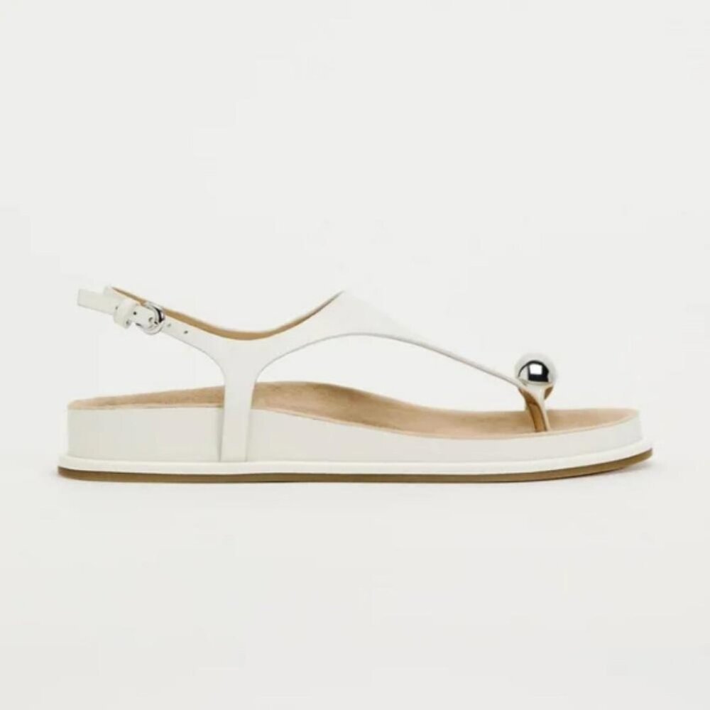 ZARA EMBELLISHED METALLIC LEATHER SANDALS